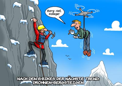 Cartoon: Drohnen Bergsteigen (medium) by Joshua Aaron tagged drone,bergsteigen,bikes,elektro,fahrräder,unsportlich,trend,antisportler,drone,bergsteigen,bikes,elektro,fahrräder,unsportlich,trend,antisportler