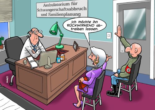 Cartoon: Erweiterte Fristenlösung (medium) by Joshua Aaron tagged abtreibung,fristenlosung,rückwirkender,schwangerschaftsabbruch,abtreibung,fristenlosung,rückwirkender,schwangerschaftsabbruch