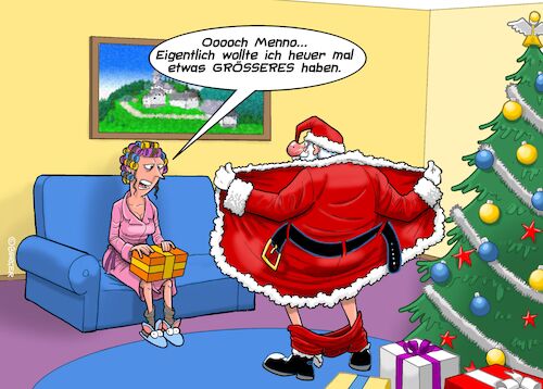 Cartoon: Geschenk (medium) by Chris Berger tagged größe,geschenk,weihnachten,santa,weihnachtsmann,bescherung,größe,geschenk,weihnachten,santa,weihnachtsmann,bescherung