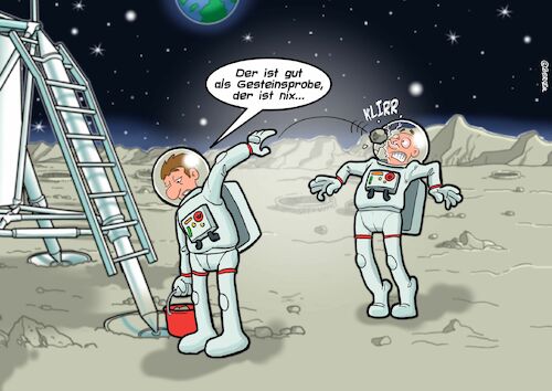 Cartoon: Gesteinsproben (medium) by Joshua Aaron tagged mond,raumfahrt,gesteinsproben,astronauten,vakuum,weltall,mond,raumfahrt,gesteinsproben,astronauten,vakuum,weltall