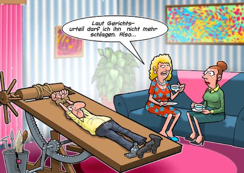 Cartoon: Gewalt in der Ehe (medium) by Joshua Aaron tagged gewalt,ehe,psycho,frau,mann,aggression,gewalt,ehe,psycho,frau,mann,aggression