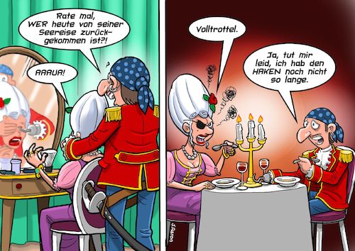 Cartoon: Guess who (medium) by Chris Berger tagged pirat,haken,auge,ratespiel,seefahrt,barock,pirat,haken,auge,ratespiel,seefahrt,barock