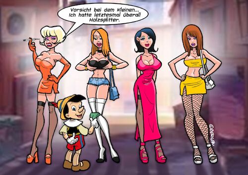 Cartoon: Gunstgewerbe (medium) by Chris Berger tagged pinocchio,hure,nutte,prostituierte,holz,pinocchio,hure,nutte,prostituierte,holz