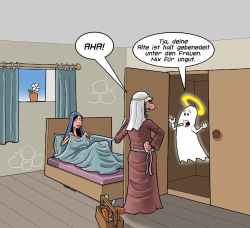 Cartoon: Heiliger Geist (medium) by Chris Berger tagged maria,josef,jesus,empfängnis,heiliger,geist,bibel,glaube,cuckold,maria,josef,jesus,empfängnis,heiliger,geist,bibel,glaube,cuckold
