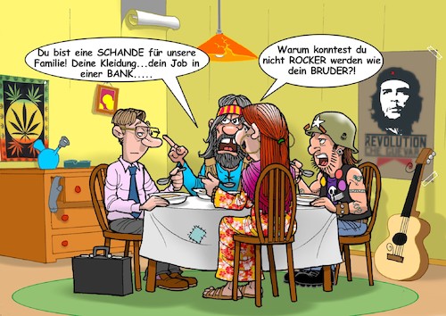 Hippie Eltern By Joshua Aaron | Business Cartoon | TOONPOOL
