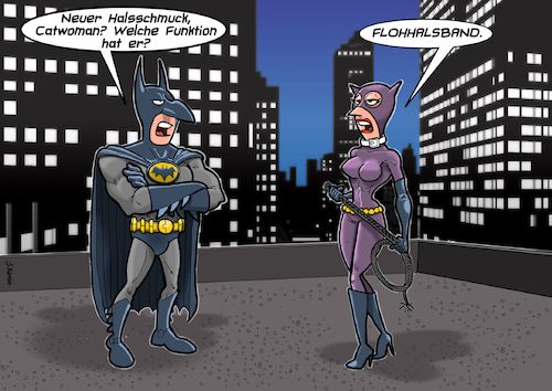 Cartoon: Hygienemassnahmen (medium) by Joshua Aaron tagged catwoman,batman,parasiten,catwoman,batman,parasiten