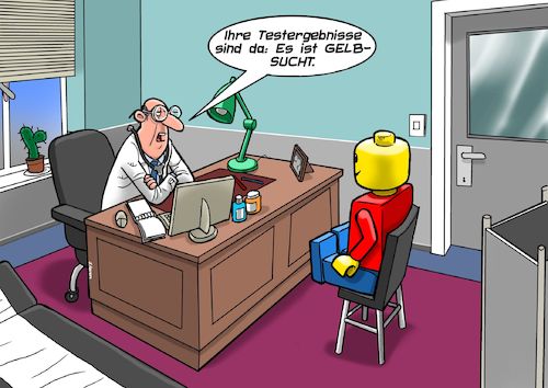 Cartoon: Ikterus (medium) by Chris Berger tagged gelbsucht,ikterus,hepatitis,lego,doktor,gelbsucht,ikterus,hepatitis,lego,doktor