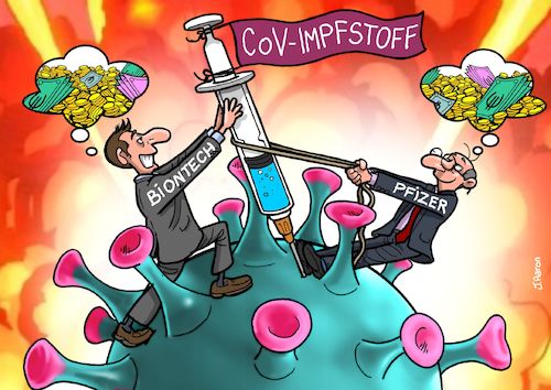 Cartoon: Impfstoff (medium) by Chris Berger tagged cov,covid,corona,impfung,vaccine,pfizer,biontech,cov,covid,corona,impfung,vaccine,pfizer,biontech