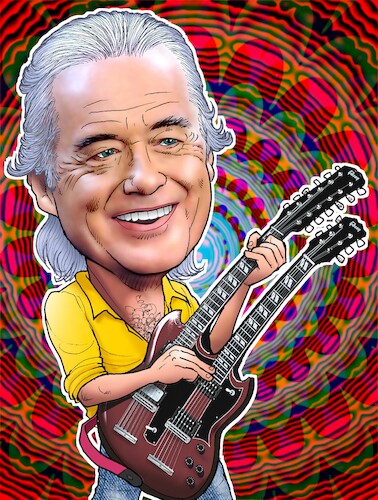 Cartoon: Jimmy Page (medium) by Joshua Aaron tagged led,zeppelin,hardrock,glamrock,gitarrist,led,zeppelin,hardrock,glamrock,gitarrist