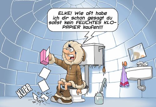 Cartoon: Kälte (medium) by Joshua Aaron tagged feuchtes,toilettpapier,eskimo,iglu,winter,kälte,klo,feuchtes,toilettpapier,eskimo,iglu,winter,kälte,klo