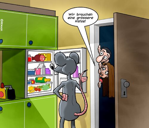 Cartoon: Mitbewohner (medium) by Chris Berger tagged ratte,maus,katze,ungeziefer,plage,ratte,maus,katze,ungeziefer,plage