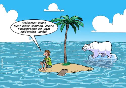 Cartoon: Pech (medium) by Joshua Aaron tagged insel,schiffbrüchig,polarbär,eisbär,gestrandet,ozean,insel,schiffbrüchig,polarbär,eisbär,gestrandet,ozean