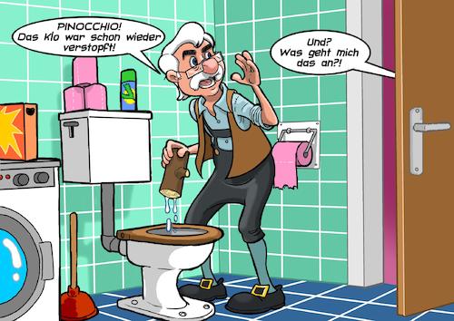 Cartoon: Pinocchio (medium) by Joshua Aaron tagged pinocchio,klo,toilette,verstopfung,holzklotz,gross,gepetto,pinocchio,klo,toilette,verstopfung,holzklotz,gross,gepetto