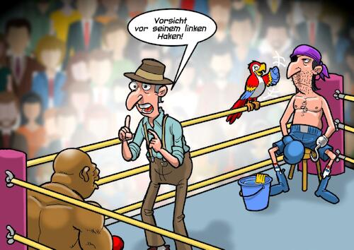 Cartoon: Pirat Boxer (medium) by Chris Berger tagged pirat,boxer,boxkampf,haken,papagei,trainer,pirat,boxer,boxkampf,haken,papagei,trainer