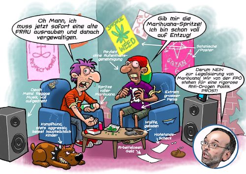 Cartoon: Rechte Anti Drogen Politik (medium) by Joshua Aaron tagged marihuana,weed,dope,gras,thc,cbd,cannabis,fpö,kickl,anti,drogen,prohibition,alkohol,verdummung,marihuana,weed,dope,gras,thc,cbd,cannabis,fpö,kickl,anti,drogen,prohibition,alkohol,verdummung