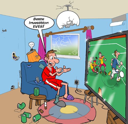 Cartoon: RiesenTV (medium) by Chris Berger tagged fussball,wm,fernseher,smart,tv,4k,armut,sport,fan,panem,circensis,fussball,wm,fernseher,smart,tv,4k,armut,sport,fan,panem,circensis