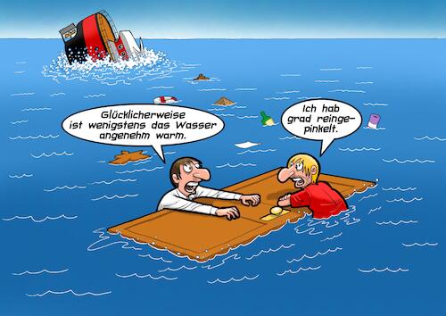 Cartoon: Schiffbrüchig (medium) by Joshua Aaron tagged schiff,seenot,untergang,schiffbrüchige,wasser,meer,schiff,seenot,untergang,schiffbrüchige,wasser,meer