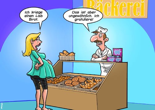 Cartoon: Schwangerschaft (medium) by Joshua Aaron tagged schwangerschaft,schwanger,kind,brot,bäckerei,schwangere,bäcker,schwangerschaft,schwanger,kind,brot,bäckerei,schwangere,bäcker