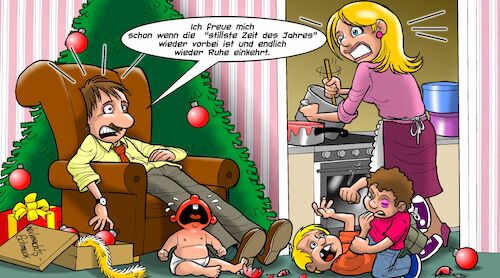 Cartoon: Stillste Zeit des Jahres (medium) by Chris Berger tagged weihnachten,weihnachtsstress,shopping,lärm,stille,nacht,xmas,santa,christkind,weihnachten,weihnachtsstress,shopping,lärm,stille,nacht,xmas,santa,christkind