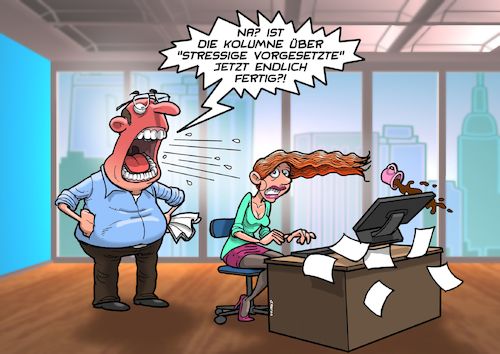 Cartoon: Stress am Arbeitsplatz (medium) by Chris Berger tagged stress,arbeit,arbeitsplatz,vorgesetzter,chef,redakteur,zeitung,magazin,medien,stress,arbeit,arbeitsplatz,vorgesetzter,chef,redakteur,zeitung,magazin,medien