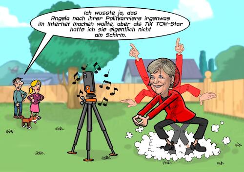 Cartoon: Tik Tok Star (medium) by Joshua Aaron tagged angela,merkel,karriere,tik,tok,internet,soziale,medien,social,media,angela,merkel,karriere,tik,tok,internet,soziale,medien,social,media