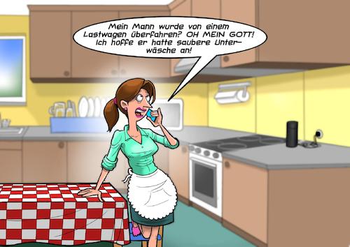 Cartoon: Unterwäsche (medium) by Joshua Aaron tagged unfall,ehemann,saubere,unterhose,unterwäsche,gattin,gatte,ehefrau,unfall,ehemann,saubere,unterhose,unterwäsche,gattin,gatte,ehefrau