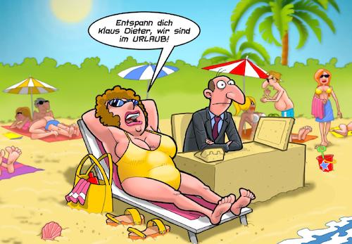 Cartoon: Urlaub (medium) by Joshua Aaron tagged urlaub,strand,entspannung,büro,abschalten,relax,chillen,urlaub,strand,entspannung,büro,abschalten,relax,chillen