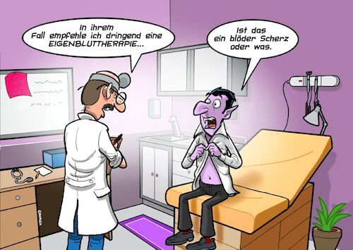 Cartoon: Vampir beim Arzt (medium) by Chris Berger tagged vampir,dracula,doktor,arzt,eigenblut,therapie,vampir,dracula,doktor,arzt,eigenblut,therapie