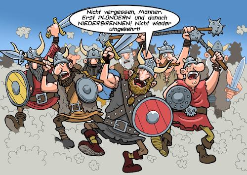 Cartoon: Wikinger (medium) by Joshua Aaron tagged plündern,brandschatzen,niederbrennen,wikinger,überfall,beutezug,raub,vergewaltigung,nordmänner,vikings,plündern,brandschatzen,niederbrennen,wikinger,überfall,beutezug,raub,vergewaltigung,nordmänner,vikings