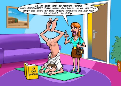 Cartoon: Yoga (medium) by Joshua Aaron tagged yoga,nackt,augenarzt,kurzsichtig,brille,yoga,nackt,augenarzt,kurzsichtig,brille