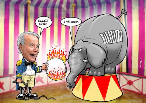 Cartoon: Zirkus (medium) by Joshua Aaron tagged joe,biden,trump,wahl,election,president,präsident,2020,usa,amerika,joe,biden,trump,wahl,election,president,präsident,2020,usa,amerika