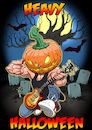 Cartoon: Heavy Halloween (small) by Joshua Aaron tagged heavy,metal,rock,roll,rocker,halloween,pumpkin,kürbis,friedhof,graveyard