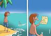 Cartoon: Message in a bottle (small) by Joshua Aaron tagged nachrichten,email,insel,schiffbrüchiger,einsam,flaschenpost