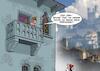 Cartoon: Rapunzel und Julia (small) by Joshua Aaron tagged romeo,julia,rapunzel,shakespear,grimm