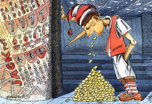 Cartoon: Jackpot (medium) by Vladimir Khakhanov tagged money