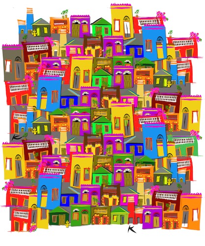 Cartoon: San Juan (medium) by Kike Estrada tagged neighborhoods