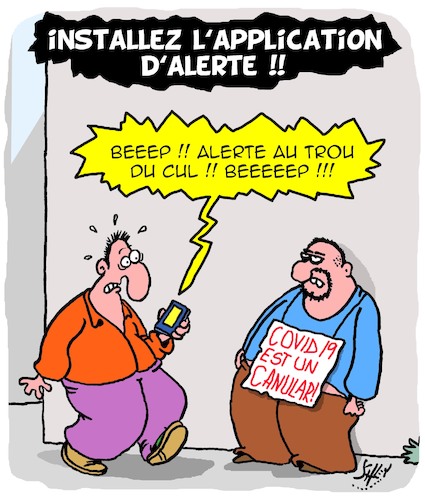Cartoon: Alerte!! (medium) by Karsten Schley tagged covid,19,technologie,portables,sante,education,fake,news,complots,politique,covid,19,technologie,portables,sante,education,fake,news,complots,politique