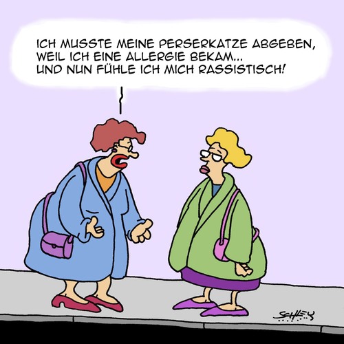 Cartoon: Allergisch (medium) by Karsten Schley tagged allergien,gesundheit,krankheiten,haustiere,katzen,gesellschaft,rassismus,allergien,gesundheit,krankheiten,haustiere,katzen,gesellschaft,rassismus