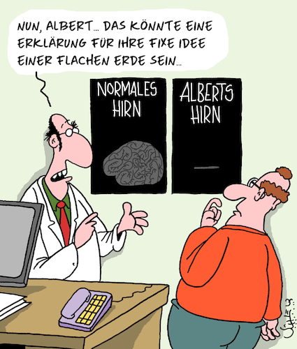 Cartoon: Alles flach (medium) by Karsten Schley tagged psychologie,einbildung,verschwörungstheorie,internet,bildung,gesundheit,fake,gesellschaft,naturgesetze,faktenleugnung,psychologie,einbildung,verschwörungstheorie,internet,bildung,gesundheit,fake,gesellschaft,naturgesetze,faktenleugnung