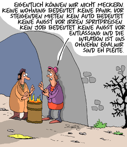 Cartoon: Alles ist gut! (medium) by Karsten Schley tagged preise,inflation,obdachlosigkeit,mieten,spritpreise,lebenshaltungskosten,soziales,politik,gesellschaft,preise,inflation,obdachlosigkeit,mieten,spritpreise,lebenshaltungskosten,soziales,politik,gesellschaft