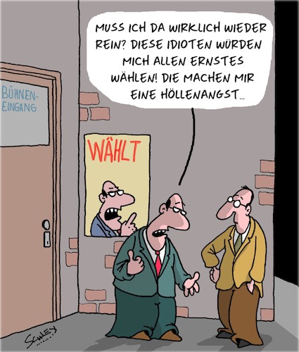 Cartoon: Angst... (medium) by Karsten Schley tagged politik,wahlen,politiker,wähler,radikale,angst,demokratie,gesellschaft,politik,wahlen,politiker,wähler,radikale,angst,demokratie,gesellschaft