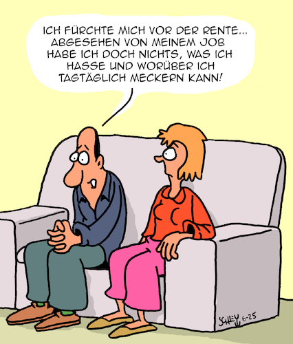 Cartoon: Angst vor der Rente (medium) by Karsten Schley tagged rente,pension,psychologie,arbeitgeber,arbeitnehmer,alter,arbeitszeit,freizeit,hobbies,familie,wirtschaft,gesellschaft,rente,pension,psychologie,arbeitgeber,arbeitnehmer,alter,arbeitszeit,freizeit,hobbies,familie,wirtschaft,gesellschaft