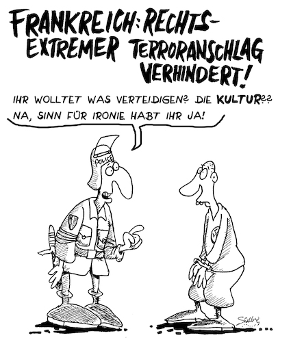 Cartoon: Anschlag (medium) by Karsten Schley tagged frankreich,terror,rechtsextremismus,polizei,geheimdienst,politik,verbrechen,neonazis,gesellschaft,europa,religion,kultur,frankreich,terror,rechtsextremismus,polizei,geheimdienst,politik,verbrechen,neonazis,gesellschaft,europa,religion,kultur