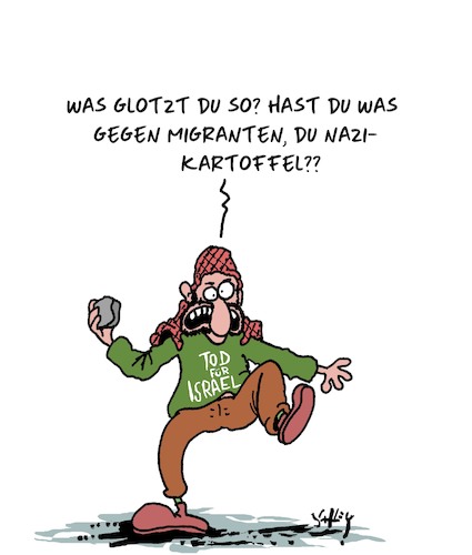 Cartoon: Antisemitismus (medium) by Karsten Schley tagged antisemitismus,deutschland,migration,demonstrationen,israel,palästina,krieg,politik,terrorismus,gesellschaft,medien,antisemitismus,deutschland,migration,demonstrationen,israel,palästina,krieg,politik,terrorismus,gesellschaft,medien