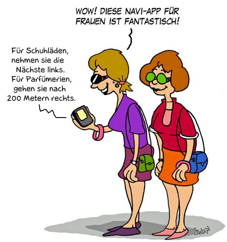 Cartoon: App für Frauen (medium) by Karsten Schley tagged smartphones,technik,frauen,shopping,einkaufen,umsatz,wirtschaft,geld,business,mobiltelefone,handy,apps,iphones,smartphones,smartphone,iphone,android,htc,shopping,frauen,einkaufen,umsatz,wirtschaft,geld,business,telefon,kommunikation,navigation