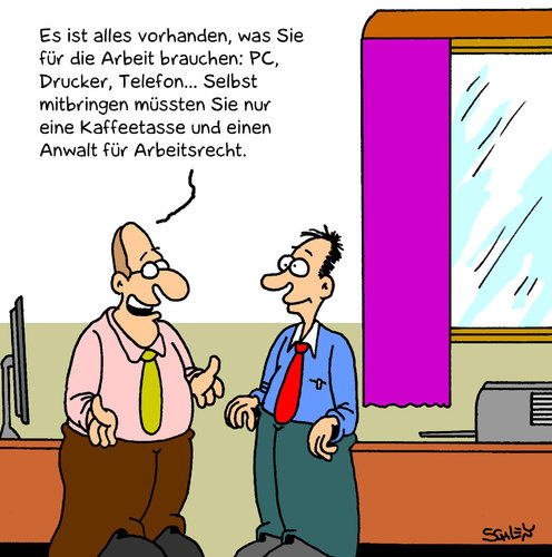 Cartoon: Arbeitsrecht (medium) by Karsten Schley tagged recht,gesellschaft,arbeit,arbeitsrecht,wirtschaft,arbeitgeber,arbeitnehmer,recht,gesellschaft,arbeit,arbeitsrecht,wirtschaft,arbeitgeber,arbeitnehmer,büro,job,beruf,kaffee,pc