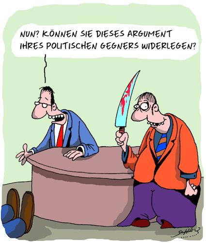 Cartoon: Argumentation (medium) by Karsten Schley tagged politik,medien,wahlkampf,fernsehdebatten,journalismus,politiker,argumentation,sprache,gesellschaft,demokratie,politik,medien,wahlkampf,fernsehdebatten,journalismus,politiker,argumentation,sprache,gesellschaft,demokratie