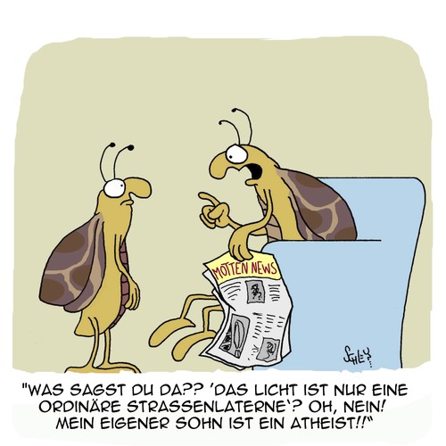 Cartoon: Atheismus??!! (medium) by Karsten Schley tagged kirche,religion,christentum,atheismus,natur,tiere,insekten,motten,kirche,religion,christentum,atheismus,natur,tiere,insekten,motten