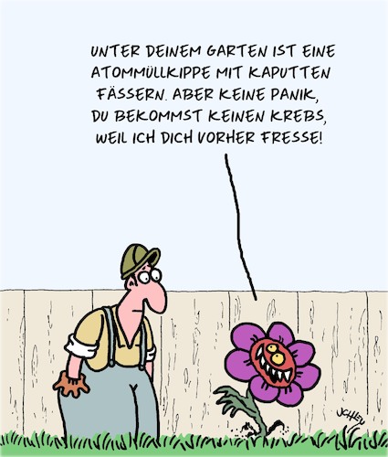 Cartoon: Atommüll (medium) by Karsten Schley tagged atomkraft,atommüll,energie,energiewende,garten,gärtner,gesellschaft,politik,deutschland,atomkraft,atommüll,energie,energiewende,garten,gärtner,gesellschaft,politik,deutschland