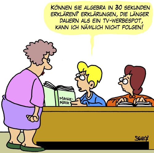 Cartoon: Aufmerksamkeit (medium) by Karsten Schley tagged schule,schüler,bildung,lehrer,pisa,lernen,mathematik,aufmerksamkeit,tv,fernsehen,fernsehwerbung,werbung,schule,schüler,bildung,lehrer,pisa,lernen,mathematik,aufmerksamkeit,tv,fernsehen,fernsehwerbung,werbung